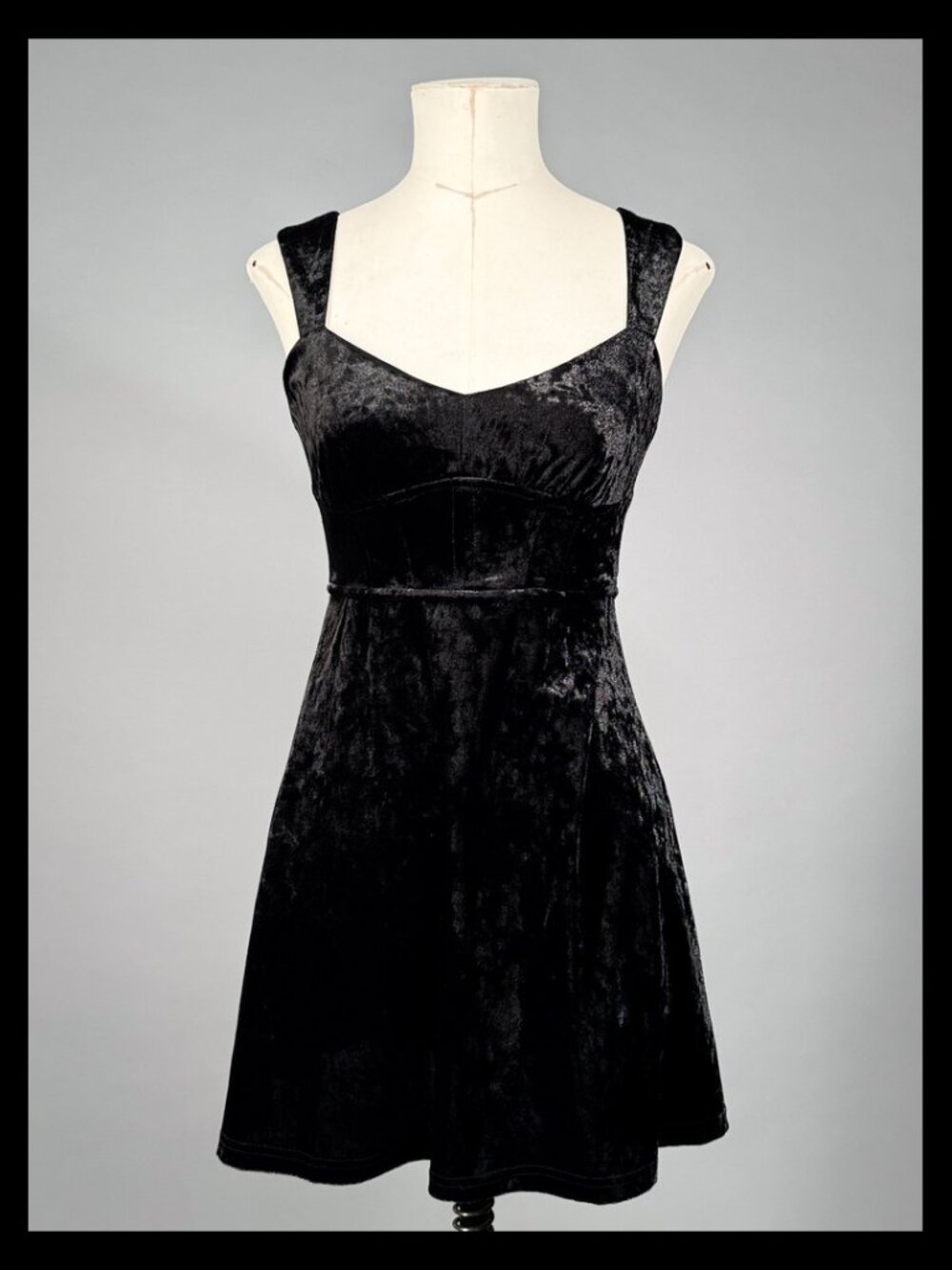 Lush Black Crushed Velvet Sweetheart Mini Dress Size Small